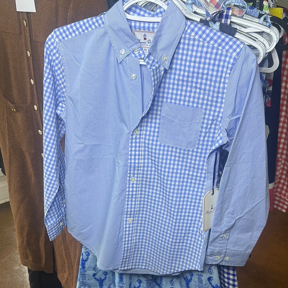 Classic Prep Blue gingham Button Down Shirt Timeless Design